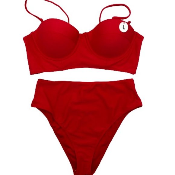Forever 21 Other - Forever 21 High Waist Bikini Red Juniors L Large